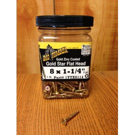 Big Timber 1YTX8114#8 by 1-1/4-inch T-20-drive bit Gold Star Flat Head Interior Screws,(231 per Box)