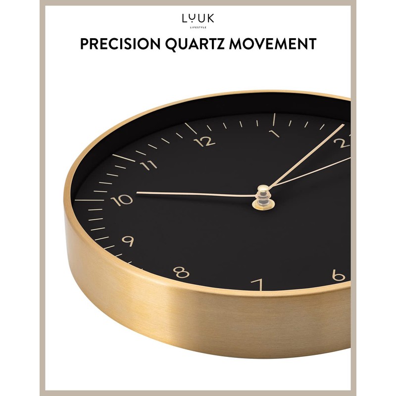 LUUK LIFESTYLE Modern wall clock with silent movement and no