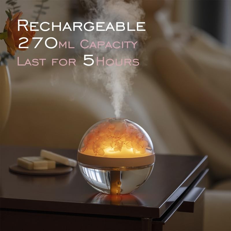 Preserved Flower Portable Humidifier,270ml Capacity,Rechargeable Essential Oil Diffuser with Night