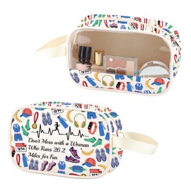 ZJXHPO Running Marathon Clear Makeup Bag Don't Mess With A Woman Who Runs 26.2 Miles PU Leather Cosmetic Bag With Handle (26.2 PU)