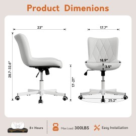 Unbranded Armless Desk Chair Morden Home Office Chair no Arms Rocking Computer Chair
