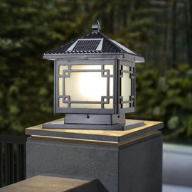 Outdoor Solar Post Cap Light Modern Luxury LED Landscape Lighting with Remote Control Pillar Post Light Waterproof Fence Deck Cap Light Solar Power Lantern Column Lamp Flat Surface Lawn Porch Fixture