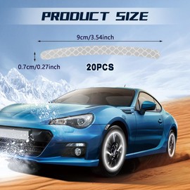 RGOAANC 20PCS Reflective Car Wheel Decorative Stripe Stickers, Reflective Car Decal, Anti-Scratch Reflective Rim Stickers, Night Safety Warning Car Stickers Universal for Vehicles Motorcycles (White)