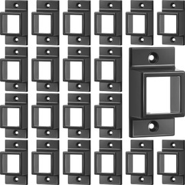 Zonon 20 Pcs 1" x 1" Black Aluminum Fence Brackets Standard Wall Mount for Rails Double Flange Metal Square Residential Black Flat Fence Brackets for Fencing Railing Mounting