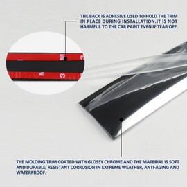 1-3/16"(30mm) Car Body Decor DIY Molding Trim Strip for Most Cars,Truck,RV,Mini Bus Door,Window Pillar,Roof,Door Guard Protection,Black/Chrome (Silver 11ft)