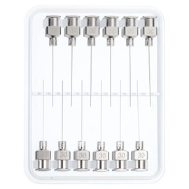 PATIKIL 30Ga x 1 Inch Stainless Steel Dispensing Needle Tips, 12Pcs Metal Glue Needle Tube Blunt Tips Luer Lock for Thick Glue Ink Lab, Silver