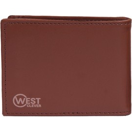 West clever Genuine Men's Leather Wallet, RFID Protection, Seven Card Slots, Slim Wallet with Coin Pocket, Hidden Currency Compartment, Men's Wallet, Wallets, ID & Card Sleeves for Men, brown, Coin
