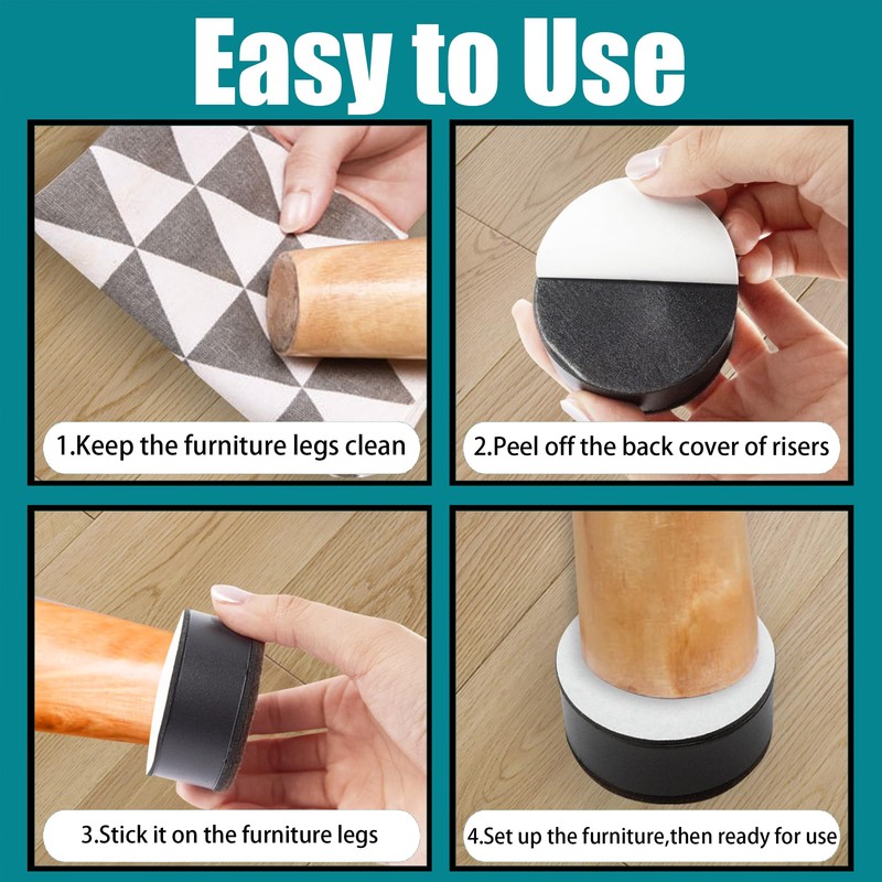 AUXBC 1.2 Inch Self-Adhesive Furniture Riser, Round Carbon Steel Bed