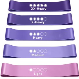FOLAI Resistance Bands [Set of 5] Fitness Band with Exercise Instructions in German & Carry Bag Resistance Bands Gymnastics Band Made of Natural Latex, for Muscle Building Pilates Yoga