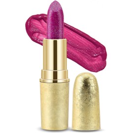 Boobeen Glitter Lipstick Hydrating Lip Balm Sparkling Shine Lip Color Nonstick Highly Pigmented Formula Gives Metallic Finish Lip Makeup for Women and Girls