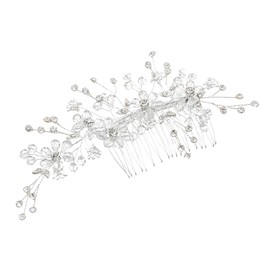 SAMKY Handmade Butterfly Floral Rhinestone Crystal Bridal Wedding Tiara Hair Comb FC045