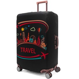 Maddy's Home Elastic Suitcase Cover, Suitcase Suitcase Luggage Case Cover with Zip for 23-32 Inches, Travel., L (Fit 26"-28" Suitcase), Modern