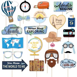 Accessori per foto da viaggio, 23 pezzi, decorazione a tema Tour del Mondo, festa di buon viaggio