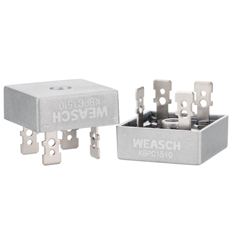 Weasch 2Pcs Bridge Rectifier Diode, KBPC1510, AC to DC, 1000V