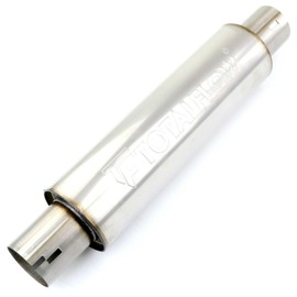TOTALFLOW 22216N Notched Ends Straight Through 2-1/2 Inch Universal Exhaust Muffler | 304 Stainless Steel | 2.5 Inch Inner Diameter Inlet/Outlet