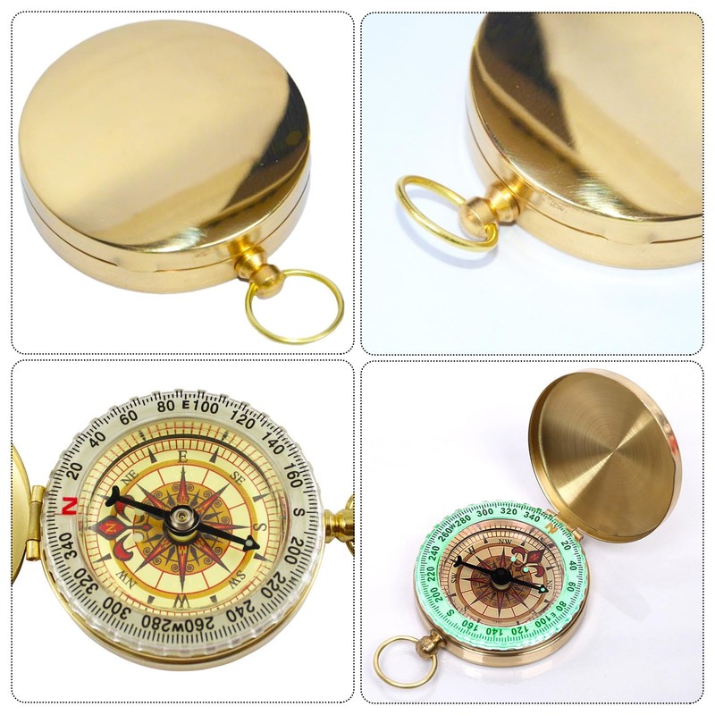 1 Piece Metal Compass 1 Piece Lanyard Pure Copper Flip