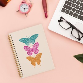 Bnwepo Butterfly Notebook Journal, Trendy Preppy Notebook, Boho Notebook Aesthetic, Preppy Office Supplies, Pink Desk Accessories for Women Office, Hardcover Spiral Notebook 5.5x8.3