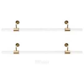 Handrail, 2 Pack Acrylic Staircase Handrails, Clear with Golden Brackets, 3.3ft Indoor Stair Railing, Load 176.4 lbs