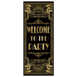 Roaring 20s Gatsby Theme Welcome to The Party Door Cover Art Deco Jazz Party 72x30inch