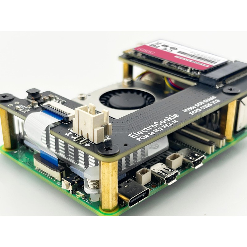 ElectroCookie PCIe to M.2 NVMe SSD HAT Board for Raspberry
