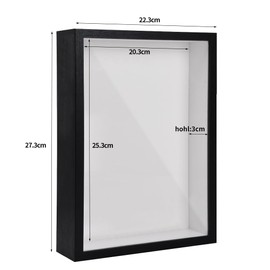 3D Picture Frame for Filling 20.3 x 25.3 cm Deep 3D Object Frame Wood up to 3 cm, Deep Picture Frame for Filling Objects, Flowers, Wedding Gift or Memorabilia (Black)