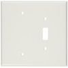 Leviton 2-Gang Combination, 1-Toggle 1-Blank Wallplate, Oversized, Thermoset, 88106, White