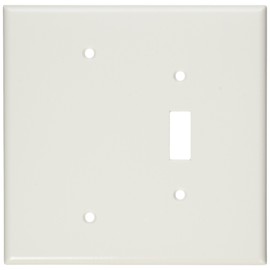 Leviton 2-Gang Combination, 1-Toggle 1-Blank Wallplate, Oversized, Thermoset, 88106, White
