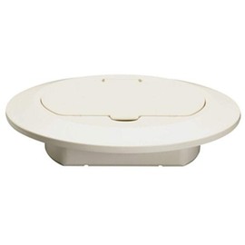 Legrand-Pass & Seymour TM1542TRLA Slater Thermoplastic Round Floor Box Cover with 15 Amp Tamper Resistant Decorator Duplex Outlet, Light Almond (1 Count)