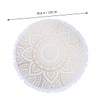 Alipis Beautiful Round Mandala Beach Towel White Microfiber Multi-Purpose for