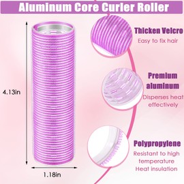 4 Pieces Hair Rollers Self Grip Roller Bangs Aluminium Core Curler Roller Hairdressing Curler for Long Hair Bang Roller Women Hairstyle (Purple, 4.1 x 1.2 Inch)