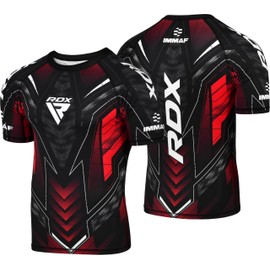 RDX IMMAF Approved Half Sleeves Compression T-Shirt Flexible Men Shirt for Competition Level and Training Sessions Red