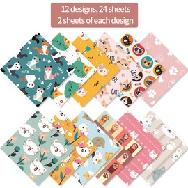 6x6” 160gsm cardstock Single Sided Scrapbooking 24 Paper Pad vintage decoupage scrapbook kit patterned paper junk journal supplies journaling supply scrap paper crafting Cat