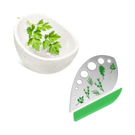 Pottery Herb Stripper Bowl，Handmade Ceramic Herb Peeling Cup,Handmade Herb Stripper Tool，with Different Hole Sizes for Separating Leaves and Stems，Suitable For Coriander, Rosemary, Etc (Two-in-one)