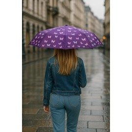 G4G 56cm Blue and Purple Colour Changing Umbrella for Men Women Small Folding Automatic Open Umbrella, Blue 1
