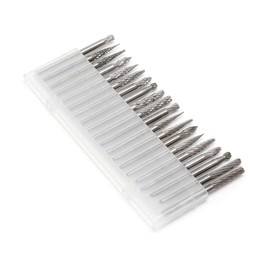 DLTOOLS Carbide Burr Set 0.118"(3mm) Shank and 3mm Head Dia Tungsten Carbide Rotary Burr Set Compatible with Dremel for Carving,Drilling,Engraving,Woodworking，20pcs