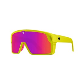 SPY Monolith 62MM Matte Neon Yellow/Happy Gray Green Pink Spectra Mirror Rectangular Sunglasses for Men + BUNDLE With Designer iWear Complimentary Eyewear Kit