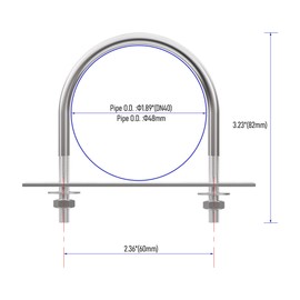 FOCMKEAS 4 Sets 304 Stainless Steel Round Bend U-Bolts 1.89"(48mm) Inner Width 3.23"(82mm) Length M10 with Nuts, Frame Plate, Washers, Accessories for Boat Trailer Axle Sailboat Trailer