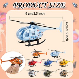 Drayear 24 Pack Diecast Helicopters Small Police Fire Engineering Military Helicopter Model Toy with Spinning Propellers for Kids Birthday Children's Day Gifts Classroom Rewards