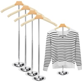 Soaoo Flexible Shoulder Stand Adjustable T Shirt Display Beige Coat Hanger Stand Portable Hanging Clothing Display Rack Garment Coat Holder for Retail Vendor, Height 16-27.9 Inch(4 Pcs)