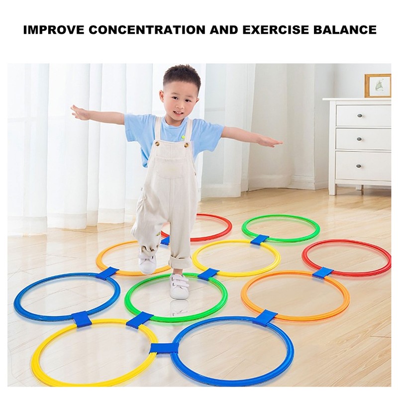 10PCS Kids Exercise Hoops Jumping Hopscotch Game Rings for Sensory