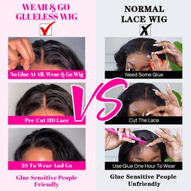 Straight Wear And Go Glueless Wig Synthetic Layered Wigs For Black Women Pre Plucked Pre Cut 4x4 Lace Front Wigs Long Straight Wigs For Daily Use (natural black)