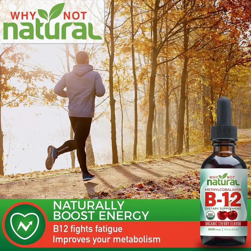Vitamina B12 Sublingual 5000mcg Why Not Natural Orgánica Cereza