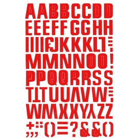 Letter ABC 26 mm Sticker Set - 27 x 18 cm | Red | Waterproof Transparent Individually Die-Cut | Motorcycle, Car, Laptop, Helmet Decoration