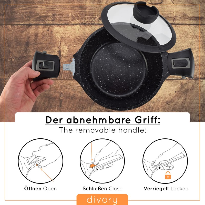 DIVORY Replacement Handle - Handle for Pan Diameter 20, 24,