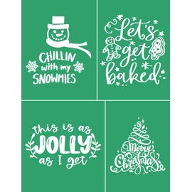 Merry Christmas Self-Adhesive Silk Screen Stencils,Chillin with My Snowmies Screen Printing Stencils for Craft Xmas Jolly Chalk Mesh Transfers Reusable Stencils for Painting on Wood Cup Fabric Home
