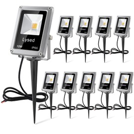 Lysed 10W Low Voltage LED Landscape Lights, Bowfishing Lights Warm White 12V Spotlights for Garden Pathway, Yard, Lawn, Wall, Trees Lighting, Outdoor Spotlight with Spike Stand(10 Pack)