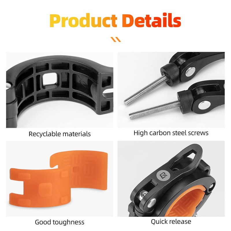 ROCKBROS Holder for Torch, 360° Rotatable Bicycle Light Holder for