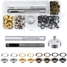 100 Sets Grommet Tool Kit Metal Grommet Eyelet Set with 3 Setter Tools Grommet Setting Tools Tarpaulin Fabric Curtain Shoe Craft Making Storage Box for Clothes Shoes Bag Leather Jeans DIY Crafts