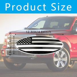 Lecctso Front Grille American Flag Emblem for Ford, Replacement for Ford Emblem, 9 Inch Aluminum Front Grill Rear Tailgate Oval Emblem, Car Exterior Accessories Compatible with Ford F150 F250 F350