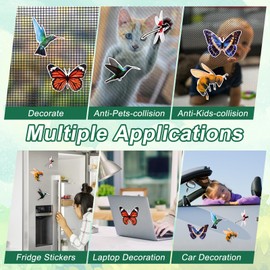 MWOOT Pack of 12 Fly Screen Magnets Screen Door Decorative, Bee Butterflies Hummingbirds Dragonflies Magnetic Decals, Decorative Double-Sided Flexible Magnets Fly Screen Door Stickers (6 Styles)